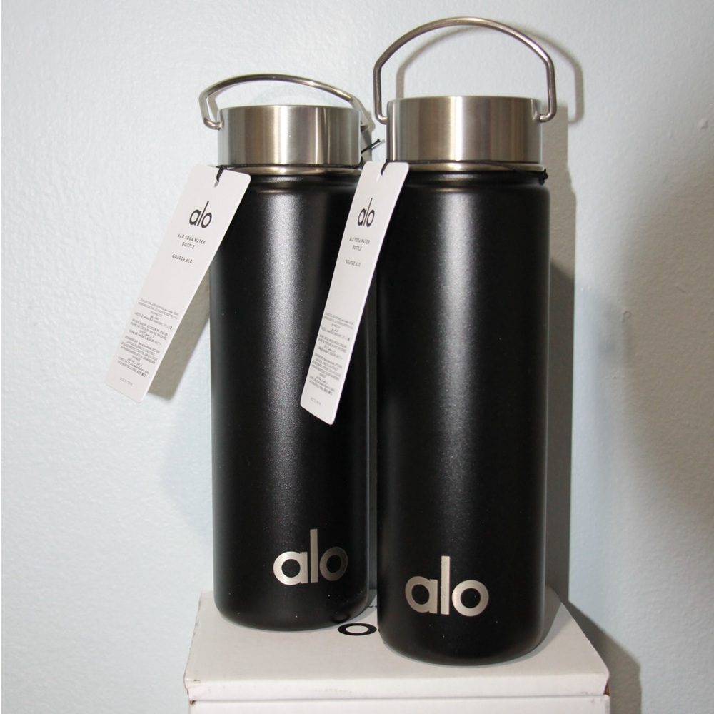 ALO Yoga Black Stainless Steel Water Bottle